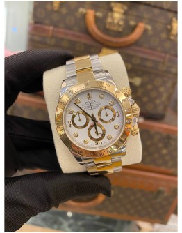(LIKE NEW) 2012 ROLEX DAYTONA REF 116523 HALF 18K 750 YELLOW GOLD WHITE DIAMOND DIAL 40MM AUTOMATIC WATCH