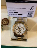 (LIKE NEW) 2012 ROLEX DAYTONA REF 116523 HALF 18K 750 YELLOW GOLD WHITE DIAMOND DIAL 40MM AUTOMATIC WATCH