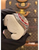 2005 ROLEX SUBMARINER RUBY WHITE DIAMOND DIAL REF 16610 40MM AUTOMATIC WATCH