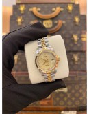 (LIKE NEW) ROLEX LADY DATEJUST REF 69173 HALF 18K 750 YELLOW GOLD CHAMPAGNE COMPUTER DIAMOND DIAL 26MM AUTOMATIC WATCH -FULL SET-