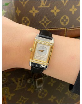 (LIKE NEW) 2014 JAEGER-LECOULTRE REVERSO DUETTO TWO FACE DIAMONDS WHITE DIAL MOTHER OF PEARL REF 266.5.44 21MM x 33MM MANUAL WINDING WATCH -FULL SET-