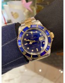 ROLEX SUBMARINER DATE HALF 18K 750 YELLOW GOLD REF 16613 BLUE DIAL 40MM AUTOMATIC WATCH