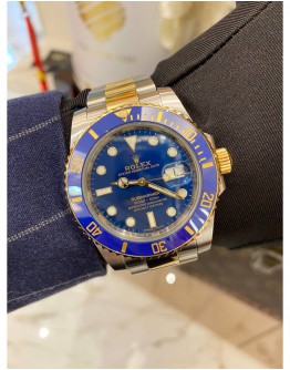 (UNUSED) 2019 ROLEX SUBMARINER DATE HALF 18K 750 YELLOW GOLD REF 116613LB BLUE DIAL 40MM AUTOMATIC WATCH -FULL SET-
