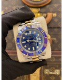 (UNUSED) 2019 ROLEX SUBMARINER DATE HALF 18K 750 YELLOW GOLD REF 116613LB BLUE DIAL 40MM AUTOMATIC WATCH -FULL SET-