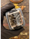 (UNUSED) 2021 TAG HEUER MONACO REF WAW131A BLACK DIAL 37MM QUARTZ WATCH -FULL SET-