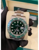 ROLEX HULK SUBMARINER DATE REF 116610LV GREEN DIAL 40MM AUTOMATIC YEAR 2014 WATCH