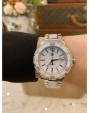 TAG HEUER LADY FORMULA 1 DIAMOND BEZEL WHITE CERAMIC 37MM QUARTZ YEAR 2016 WATCH FULL SET