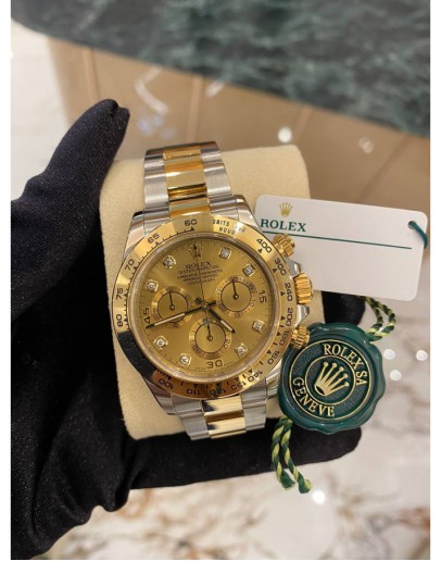 ROLEX DAYTONA COSMOGRAPH REF 116503 18K 750 YELLOW GOLD CHAMPAGNE DIAMOND DIAL 40MM AUTOMATIC YEAR 2017 WATCH -FULL SET-