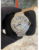 (LIKE NEW) CARTIER BLUE BALLON 18K 750 WHITE GOLD WITH FULL NATURAL DIAMONDS 42MM AUTOMATIC YEAR 2018 WATCH