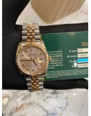 (LIKE NEW) ROLEX DATEJUST REF 116231 18K 750 YELLOW GOLD PINK ROMAN DIAL JUBILEE BRACELET 36MM AUTOMATIC YEAR 2007 WATCH -FULL SET-