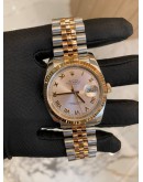 (LIKE NEW) ROLEX DATEJUST REF 116231 18K 750 YELLOW GOLD PINK ROMAN DIAL JUBILEE BRACELET 36MM AUTOMATIC YEAR 2007 WATCH -FULL SET-