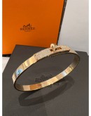 (BRAND NEW) 2023 HERMES KELLY DIAMOND 18K ROSE GOLD BRACELET -FULL SET-