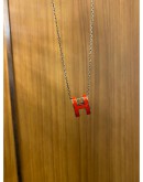 2022 HERMES POP H PENDANT 1/3 ORANGE XL SIZE IN LACQUERED METAL WITH SILVER HARDWARE