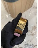 (LIKE NEW) HERMES CLIC CLAC H BRACELET IN ROSE NACARAT PINK ENAMEL WITH ROSE GOLD PLATED HARDWARE