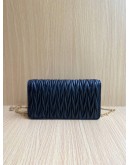 MIU MIU BLACK MATELASSE LEATHER WALLET ON CHAIN