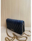 MIU MIU BLACK MATELASSE LEATHER WALLET ON CHAIN