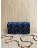 MIU MIU BLACK MATELASSE LEATHER WALLET ON CHAIN