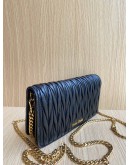 MIU MIU BLACK MATELASSE LEATHER WALLET ON CHAIN