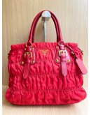  PRADA GAUFRE TOTE TOP HANDLE BAG WITH STRAP IN RED TESSUTO