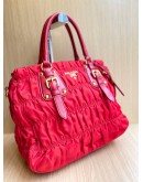  PRADA GAUFRE TOTE TOP HANDLE BAG WITH STRAP IN RED TESSUTO