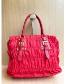  PRADA GAUFRE TOTE TOP HANDLE BAG WITH STRAP IN RED TESSUTO