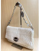 MIU MIU WHITE MATELASSE LEATHER CRYSTAL SHOULDER BAG