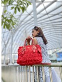  PRADA GAUFRE TOTE TOP HANDLE BAG WITH STRAP IN RED TESSUTO