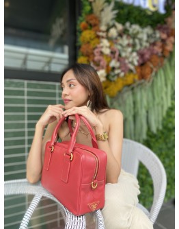 PRADA SAFFIANO LEATHER HANDLE RED BAG