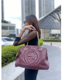 GUCCI SOHO PEBBLED LEATHER SHOULDER BAG 