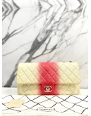 CHANEL TIE AND DYE PINK & WHITE OMBRE CAVIAR LEATHER JUMBO SINGLE FLAP CHAIN BAG