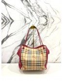 BURBERRY SMALL HAYMARKET KNOTS CANTERBURY TOTE PINK AZALEA