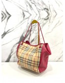 BURBERRY SMALL HAYMARKET KNOTS CANTERBURY TOTE PINK AZALEA