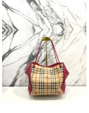 BURBERRY SMALL HAYMARKET KNOTS CANTERBURY TOTE PINK AZALEA