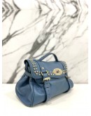 MULBERRY ALEXA STUDDED STEEL BLUE LEATHER BAG