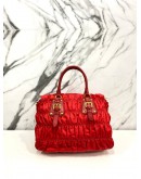 PRADA GAUFRE TOTE TOP HANDLE BAG WITH STRAP IN RED TESSUTO