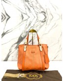 TODS G LINE SACCA RABDE ORANGE LEATHER TOTE SHOULDER BAG