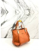 TODS G LINE SACCA RABDE ORANGE LEATHER TOTE SHOULDER BAG