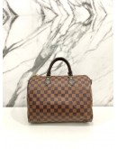 LOUIS VUITTON SPEEDY 30 DAMIER EBENE CANVAS HANDLE BAG WITH STRAP