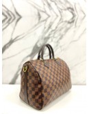 LOUIS VUITTON SPEEDY 30 DAMIER EBENE CANVAS HANDLE BAG WITH STRAP