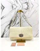 MIU MIU WHITE MATELASSE LEATHER CRYSTAL SHOULDER BAG