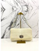 MIU MIU WHITE MATELASSE LEATHER CRYSTAL SHOULDER BAG