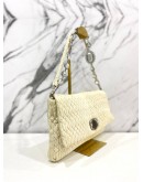 MIU MIU WHITE MATELASSE LEATHER CRYSTAL SHOULDER BAG