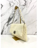 MIU MIU WHITE MATELASSE LEATHER CRYSTAL SHOULDER BAG