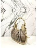 BURBERRY GREY SMOKE CHECK COATED CANVAS HOBO BAG