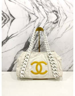 CHANEL MODERN CHAIN RHODOID EAST WEST CALFSKIN LEATHER TOTE BAG