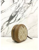 TORY BURCH T MONOGRAM LEATHER / FABRIC MOON CROSSBODY BAG