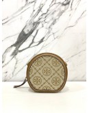 TORY BURCH T MONOGRAM LEATHER / FABRIC MOON CROSSBODY BAG