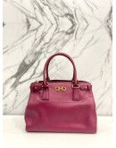 SALVATORE FERRAGAMO BATIK TOTE PURPLE SAFFIANO LEATHER HANDLE BAG WITH STRAPS