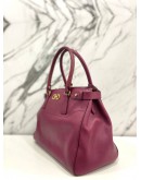 SALVATORE FERRAGAMO BATIK TOTE PURPLE SAFFIANO LEATHER HANDLE BAG WITH STRAPS