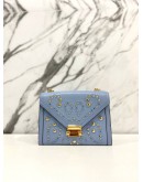 MICHAEL KORS WHITNEY STUDDED CHAIN BAG IN SKY BLUE CALFSKIN LEATHER